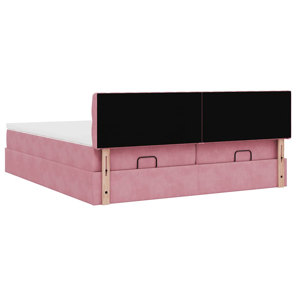 vidaXL Οθωμανικό κρεβάτι με στρώματα ροζ 180x200cm Velvet