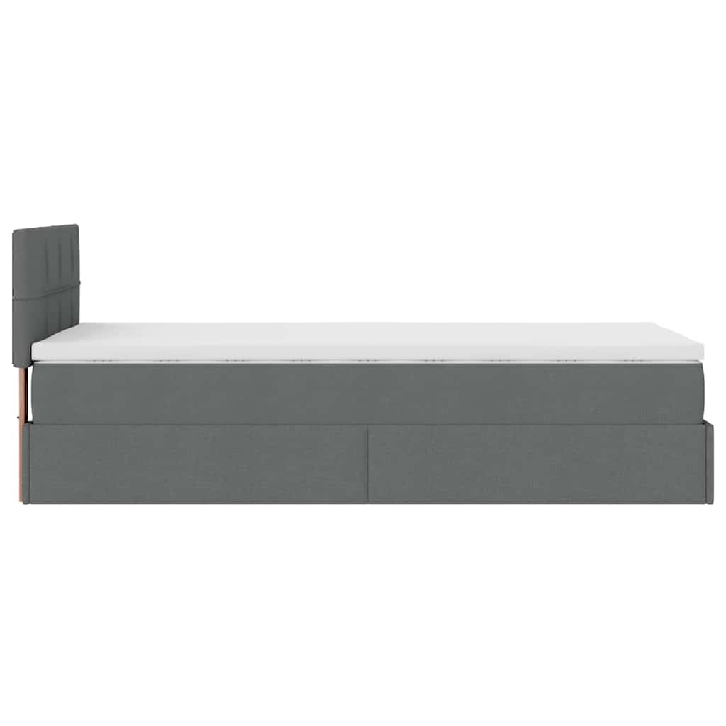 vidaXL Οθωμανικό κρεβάτι με στρώμα & LEDs Σκούρο γκρι 90x190cm ύφασμα