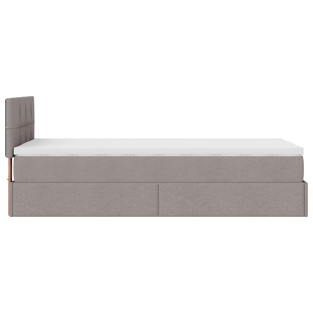 vidaXL Οθωμανικό κρεβάτι με στρώμα & LEDs Taupe 90x190cm ύφασμα