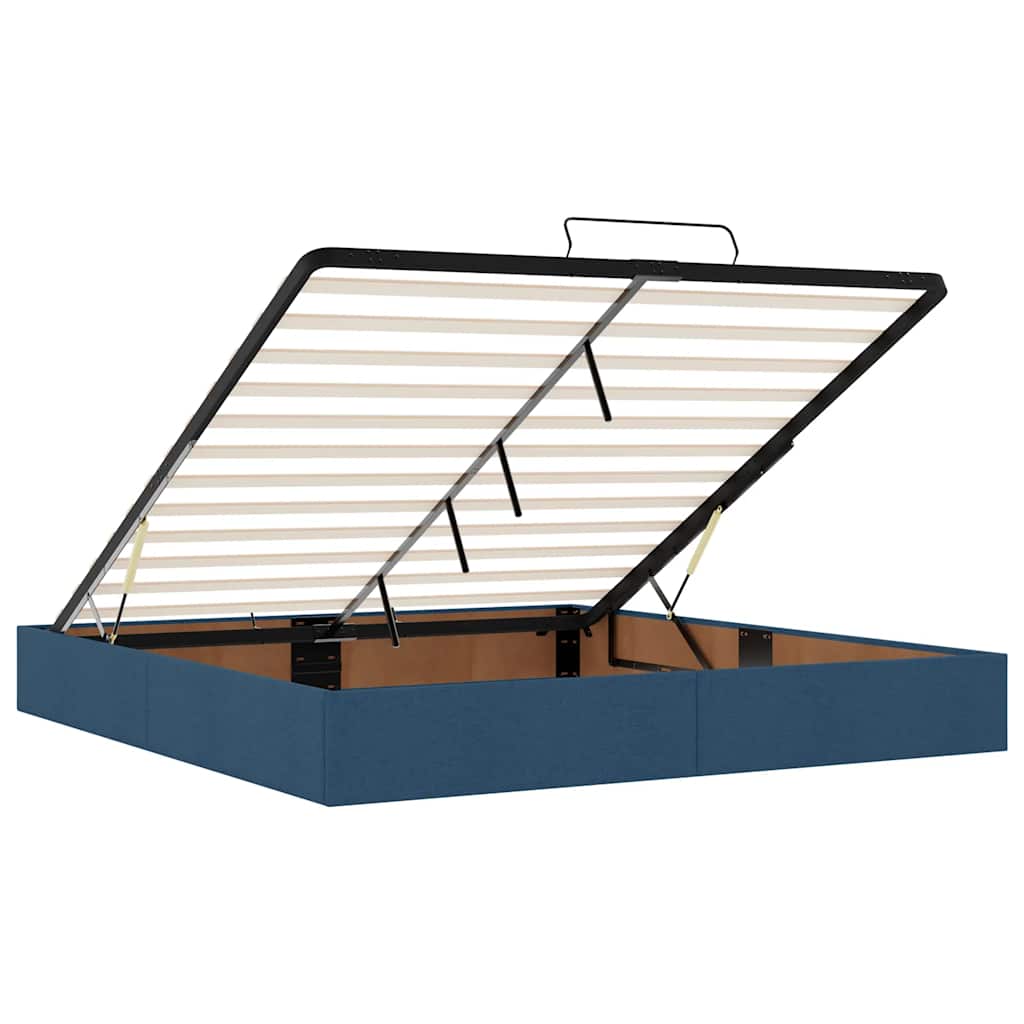 vidaXL Οθωμανικό κρεβάτι με στρώματα & LEDs Μπλε 200x200cm ύφασμα
