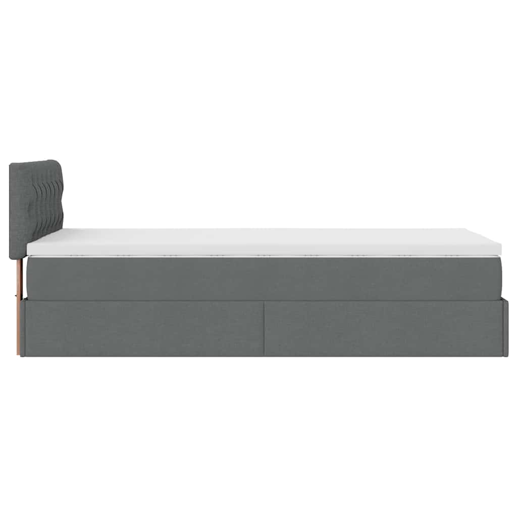 vidaXL Οθωμανικό κρεβάτι με στρώμα & LEDs Σκούρο γκρι ύφασμα 100x200cm