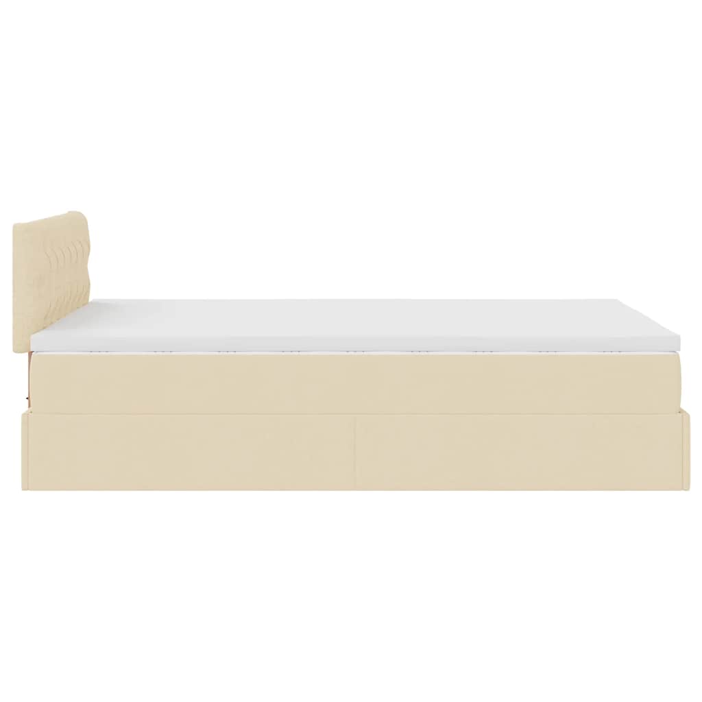 vidaXL Οθωμανικό κρεβάτι με στρώμα & LEDs Cream 120x190cm ύφασμα