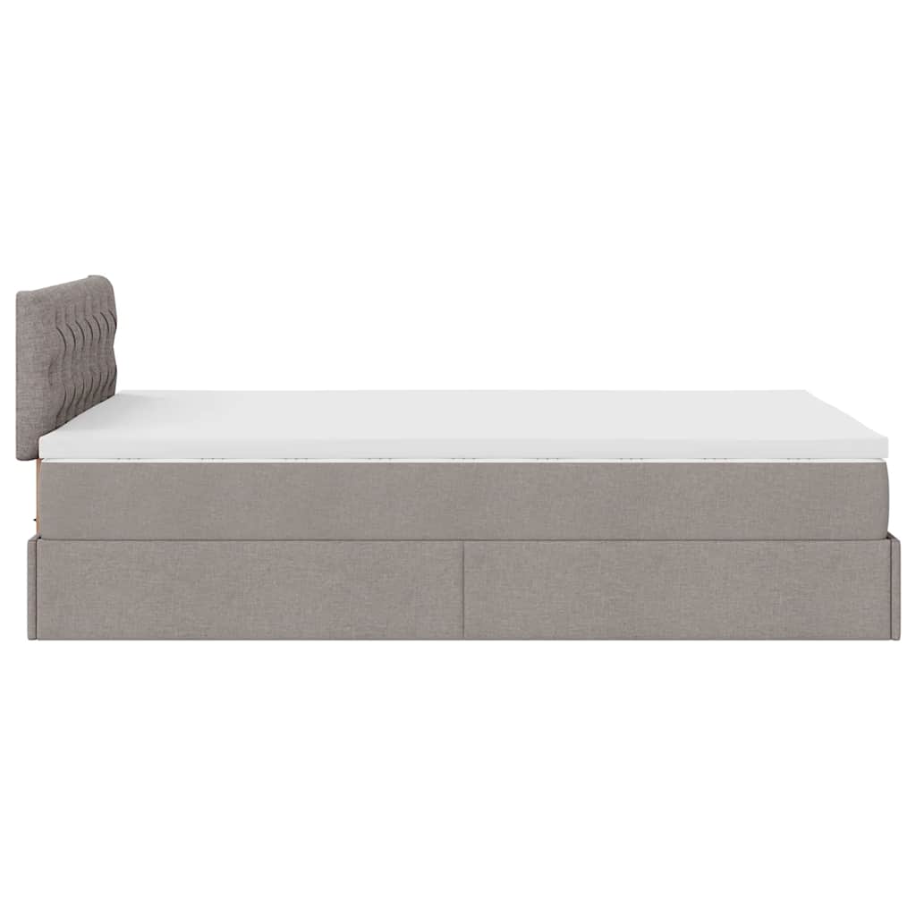 vidaXL Οθωμανικό κρεβάτι με στρώμα & LEDs Taupe 120x200cm ύφασμα