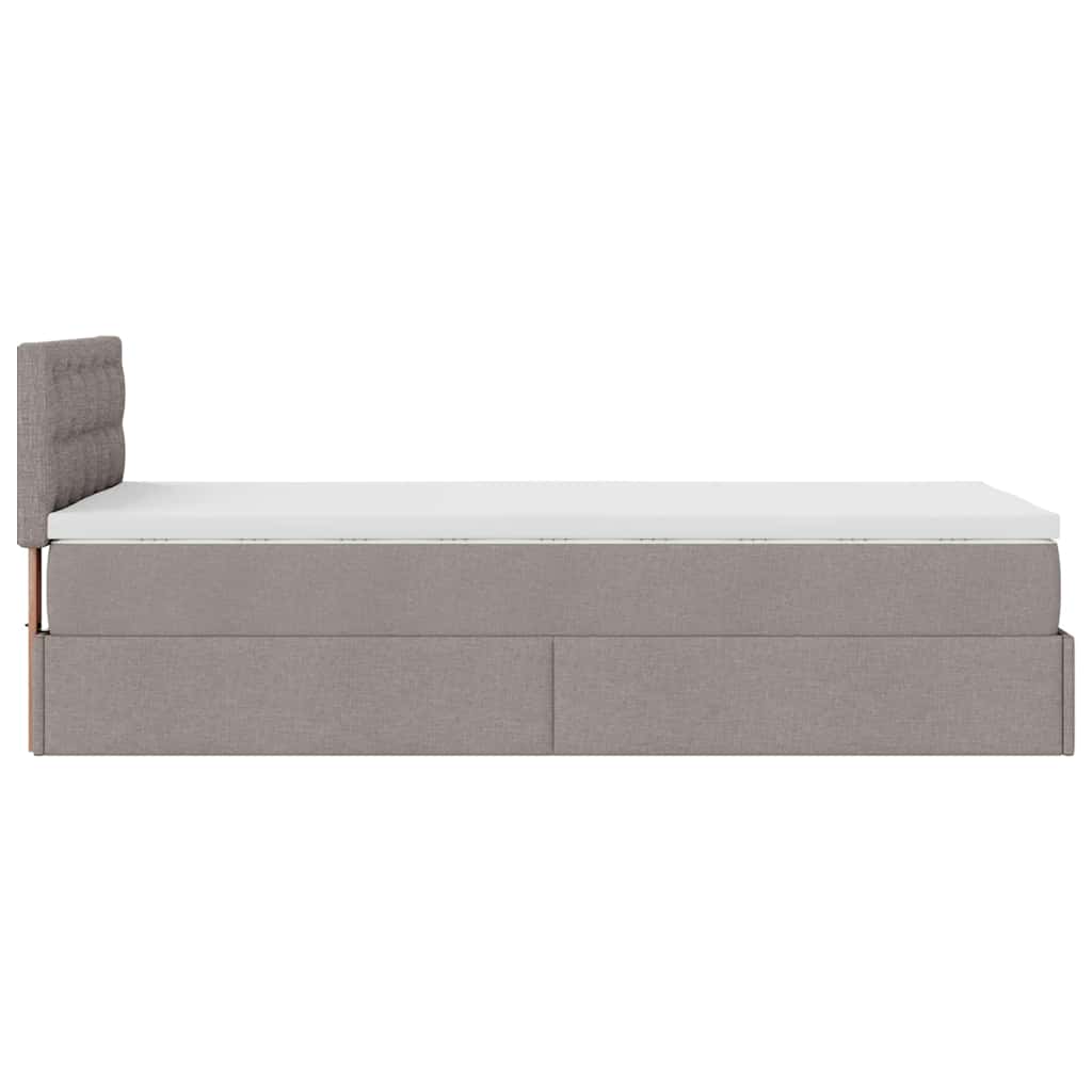 vidaXL Οθωμανικό κρεβάτι με στρώμα & LEDs Taupe 90x190cm ύφασμα
