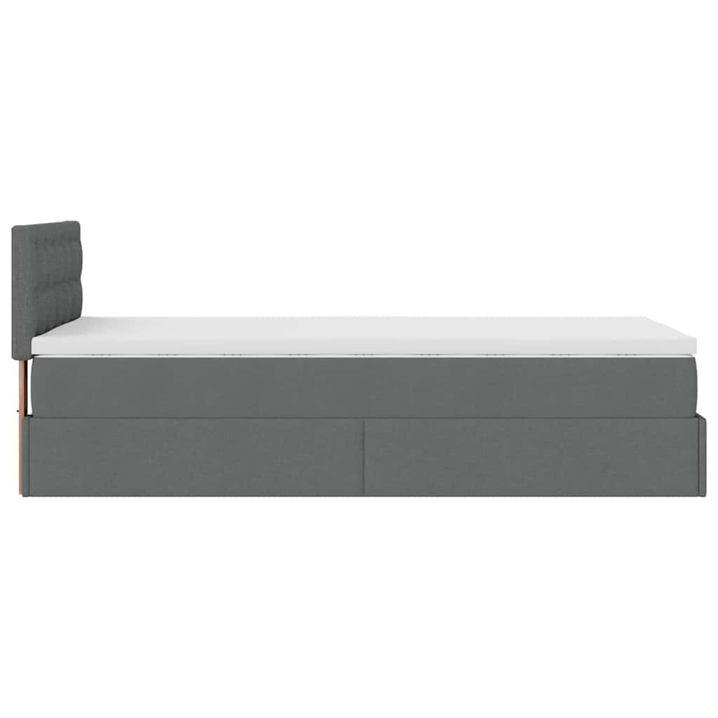vidaXL Οθωμανικό κρεβάτι με στρώμα & LEDs Σκούρο γκρι 90x200 cm Ύφασμα