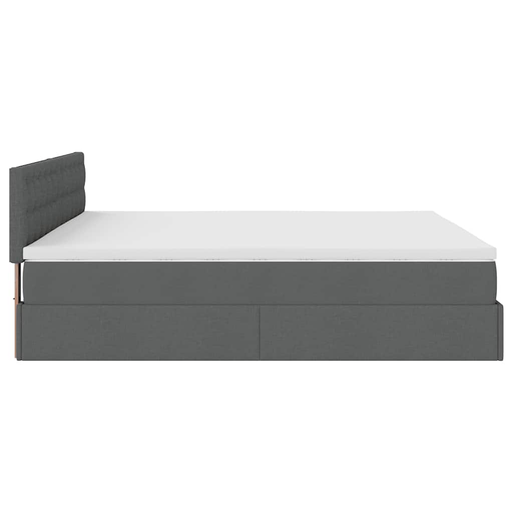 vidaXL Οθωμανικό κρεβάτι με στρώμα & LEDs Σκούρο γκρι 160x200cm ύφασμα