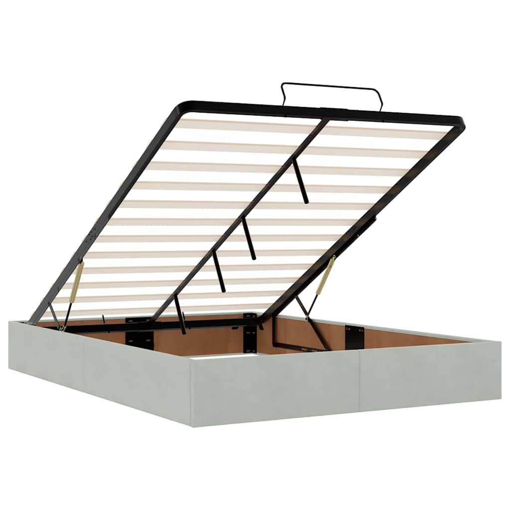 vidaXL Οθωμανικό κρεβάτι με στρώμα & LEDs Ανοιχτό γκρι Βελούδο