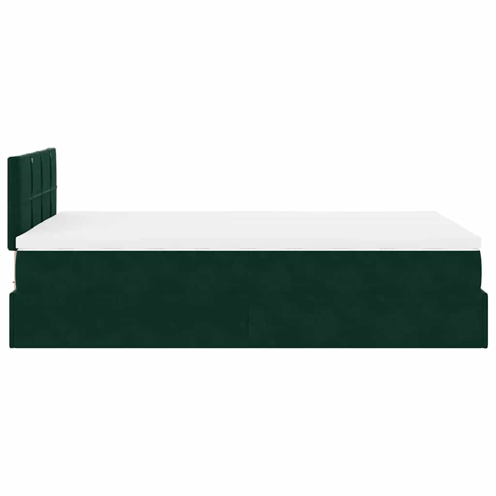 vidaXL Οθωμανικό κρεβάτι με στρώμα & LEDs Dark Green 120x190cm Velvet