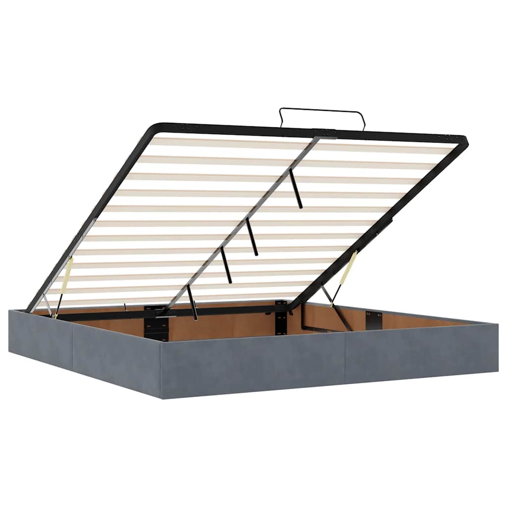 vidaXL Οθωμανικό κρεβάτι με στρώμα & LEDs Σκούρο γκρι 180x200cm Velvet