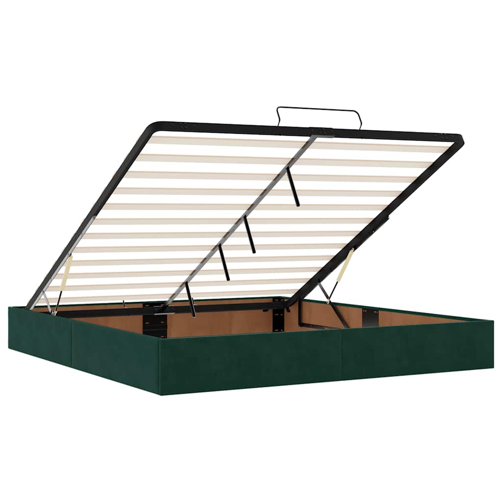 vidaXL Οθωμανικό κρεβάτι με στρώμα & LEDs Dark Green 180x200cm Velvet