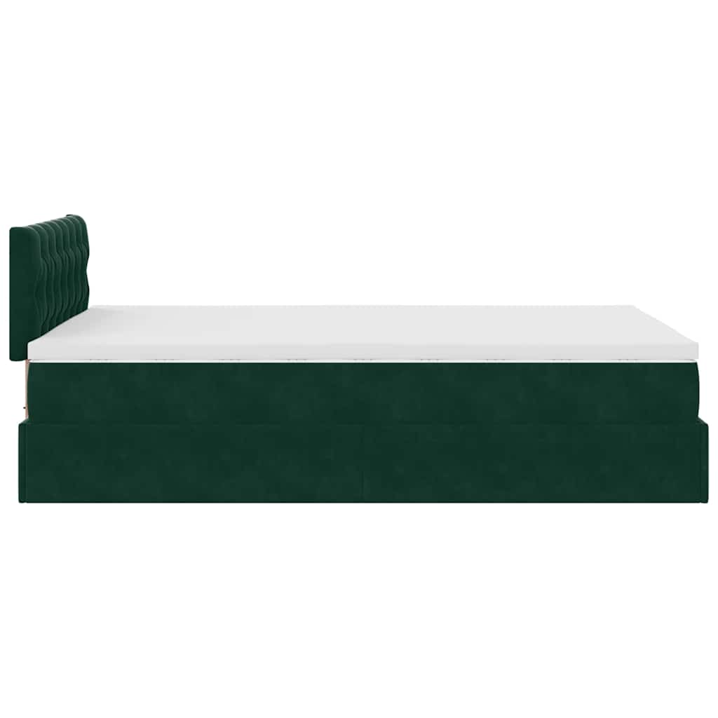 vidaXL Οθωμανικό κρεβάτι με στρώμα & LEDs Dark Green 120x190cm Velvet