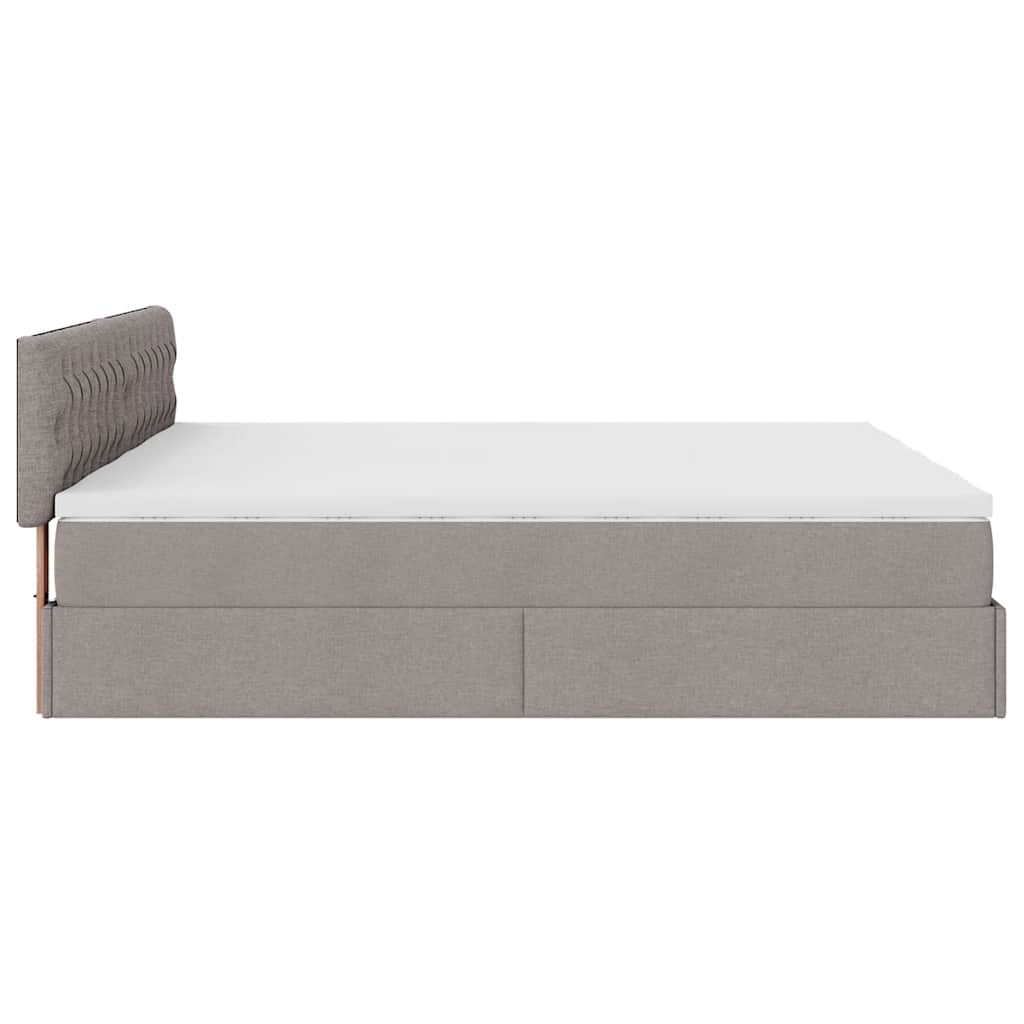 vidaXL Οθωμανικό κρεβάτι με στρώματα & LEDs Taupe 180x200cm ύφασμα