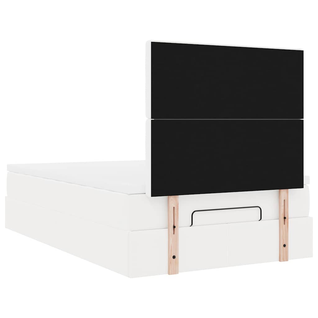 vidaXL Οθωμανικό κρεβάτι με στρώμα Λευκό 120x190 cm Faux Leather