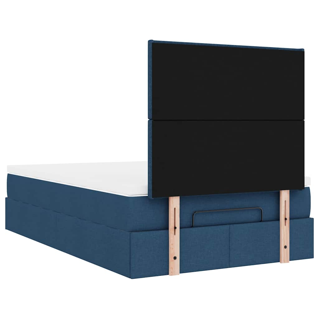vidaXL Οθωμανικό κρεβάτι με στρώμα μπλε 120x190 cm ύφασμα