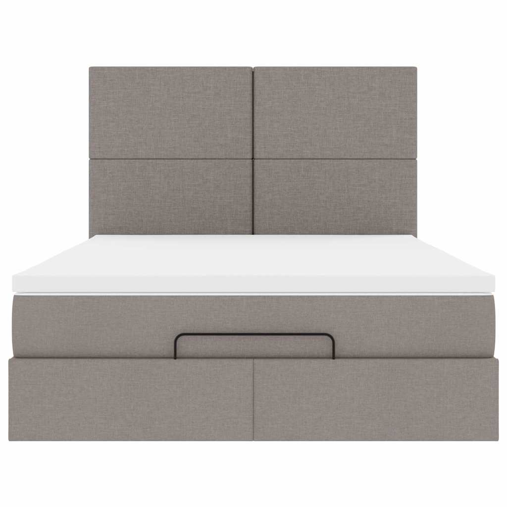 vidaXL Οθωμανικό κρεβάτι με στρώμα Taupe 140x200cm ύφασμα