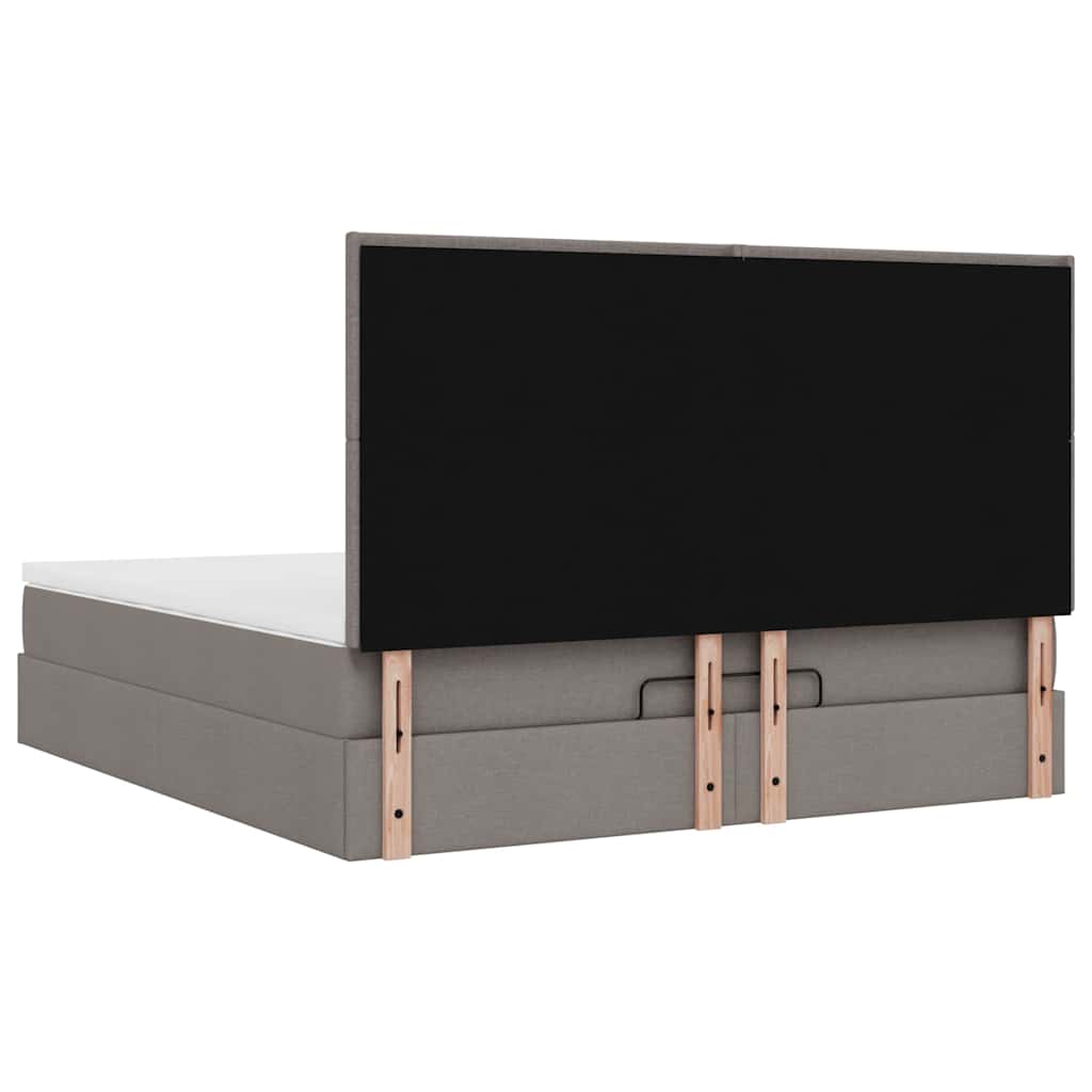 vidaXL Οθωμανικό κρεβάτι με στρώμα Taupe 180x200cm ύφασμα