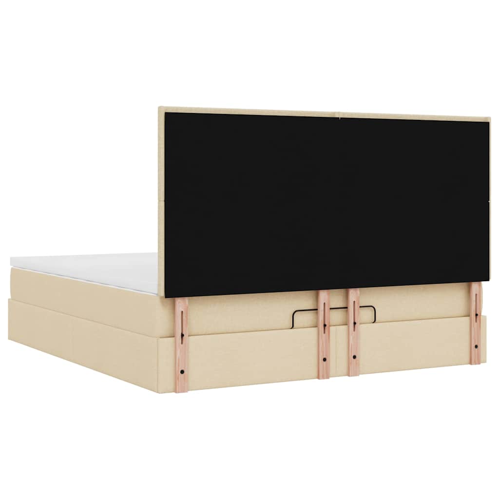 vidaXL Οθωμανικό κρεβάτι με στρώμα Cream 180x200cm ύφασμα