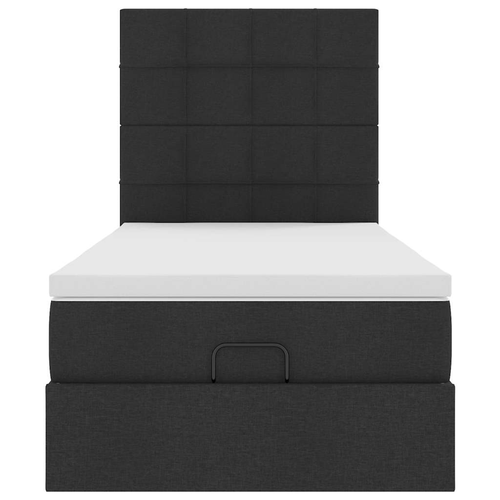 vidaXL Οθωμανικό κρεβάτι με στρώμα Μαύρο 80x200cm Ύφασμα