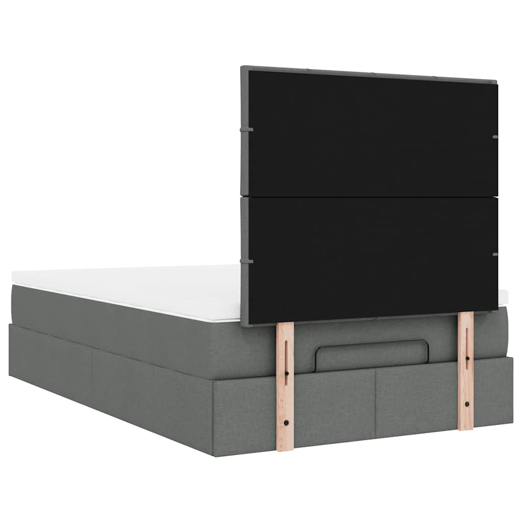 vidaXL Οθωμανικό κρεβάτι με στρώμα Σκούρο γκρι 120x200cm ύφασμα