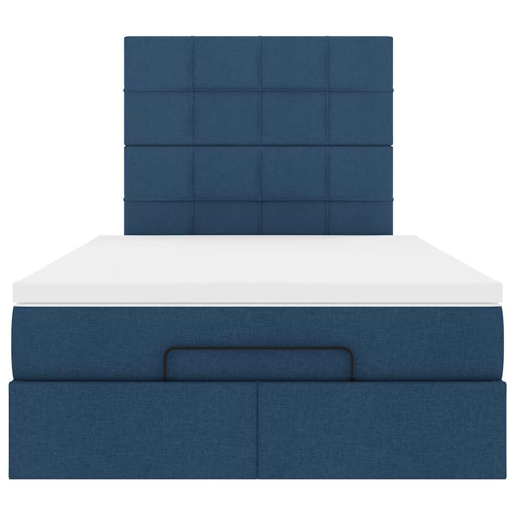 vidaXL Οθωμανικό κρεβάτι με στρώμα μπλε 120x200cm ύφασμα