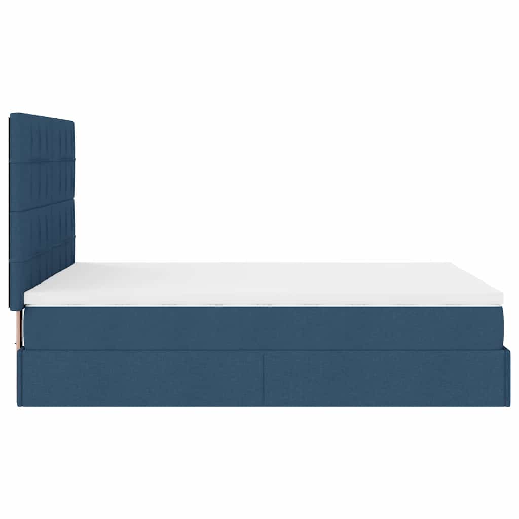 vidaXL Οθωμανικό κρεβάτι με στρώμα μπλε 140x200cm ύφασμα