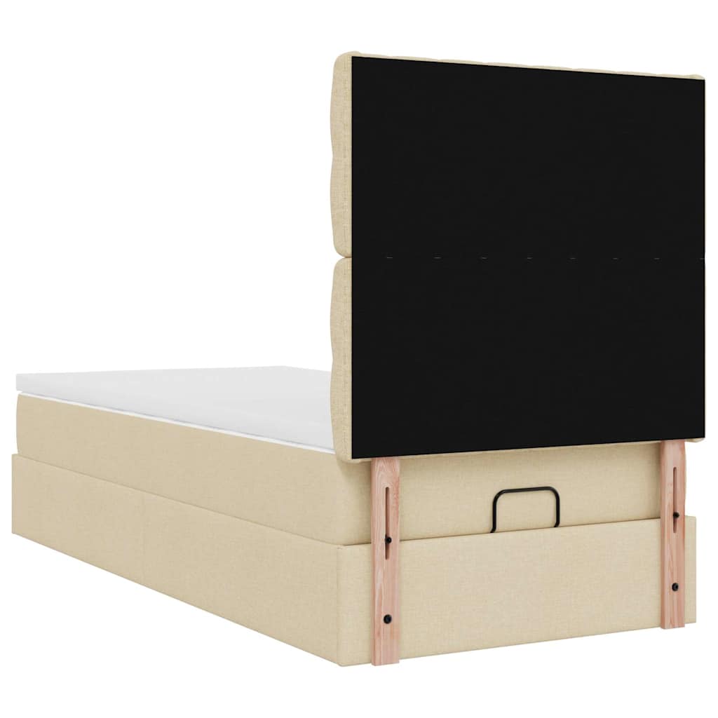 vidaXL Οθωμανικό κρεβάτι με στρώμα Cream 80x200cm ύφασμα