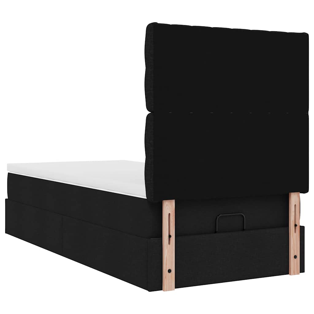 vidaXL Οθωμανικό κρεβάτι με στρώμα Μαύρο 90x190cm Ύφασμα