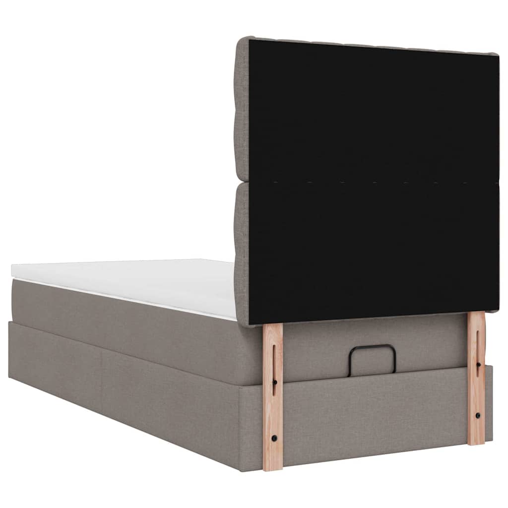 vidaXL Οθωμανικό κρεβάτι με στρώμα Taupe 90x190cm ύφασμα
