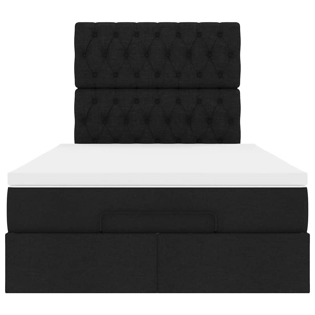vidaXL Οθωμανικό κρεβάτι με στρώμα Μαύρο 120x190 cm Ύφασμα