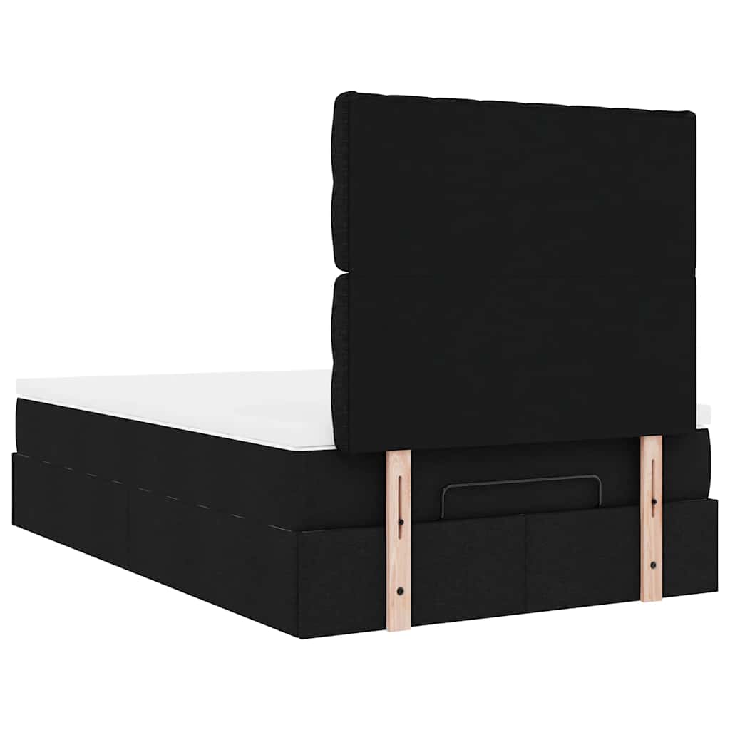 vidaXL Οθωμανικό κρεβάτι με στρώμα Μαύρο 120x190 cm Ύφασμα