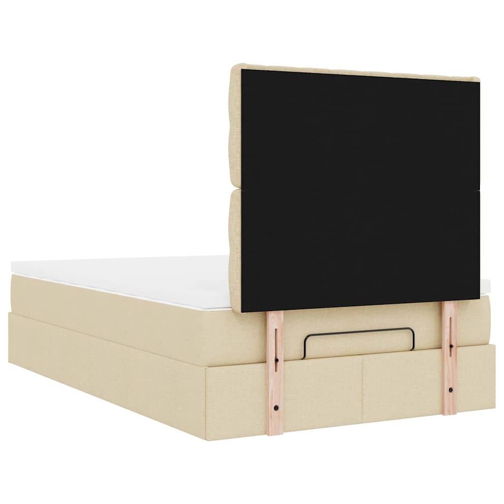 vidaXL Οθωμανικό κρεβάτι με στρώμα Cream 120x200cm ύφασμα