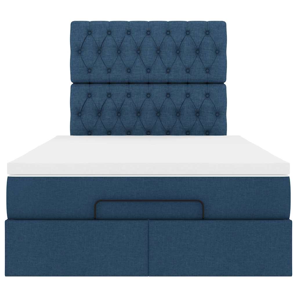 vidaXL Οθωμανικό κρεβάτι με στρώμα μπλε 120x200cm ύφασμα