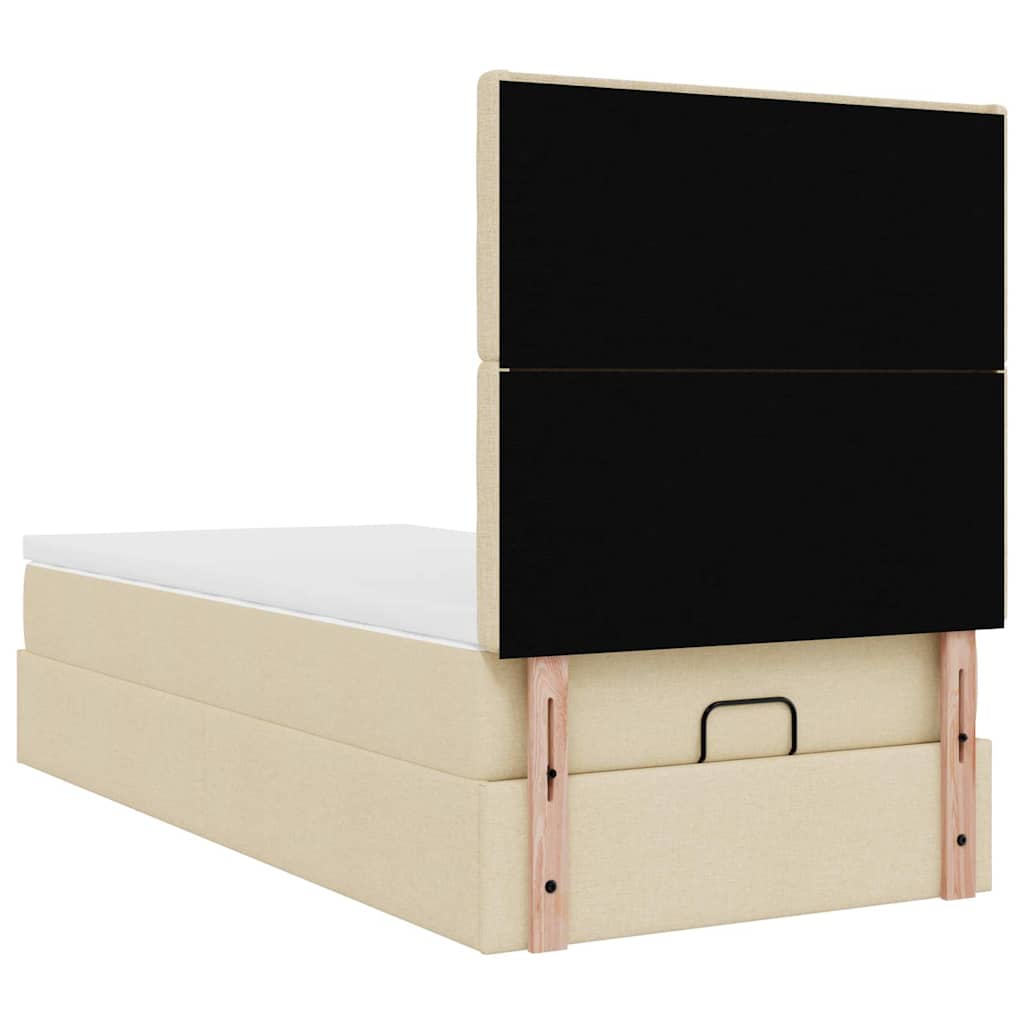 vidaXL Οθωμανικό κρεβάτι με στρώμα Cream 90x200cm ύφασμα
