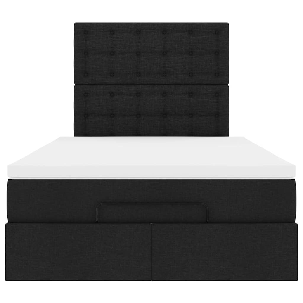 vidaXL Οθωμανικό κρεβάτι με στρώμα Μαύρο 120x190 cm Ύφασμα