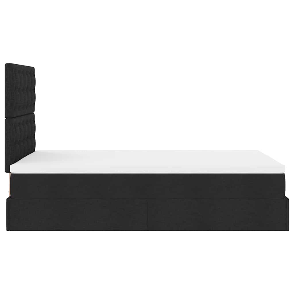 vidaXL Οθωμανικό κρεβάτι με στρώμα Μαύρο 120x190 cm Ύφασμα