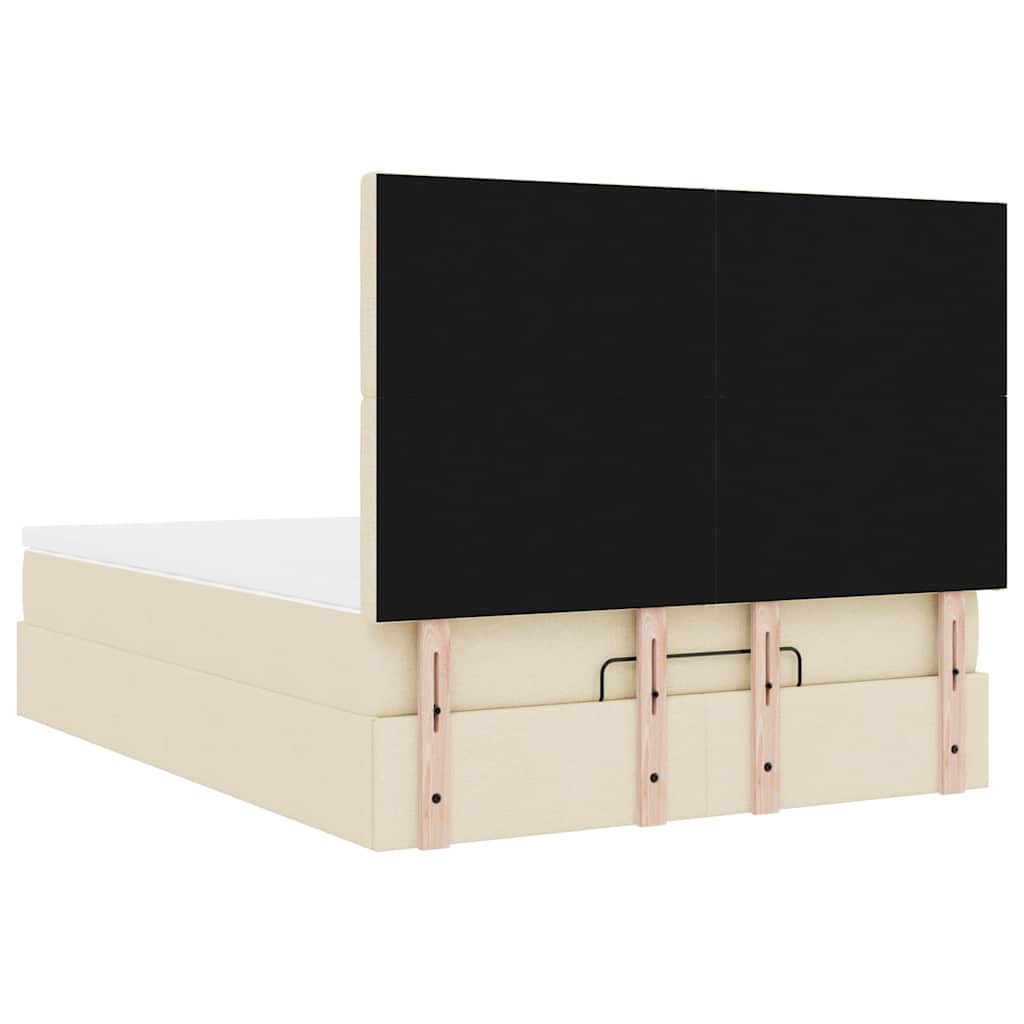 vidaXL Οθωμανικό κρεβάτι με στρώμα Cream 140x190cm ύφασμα