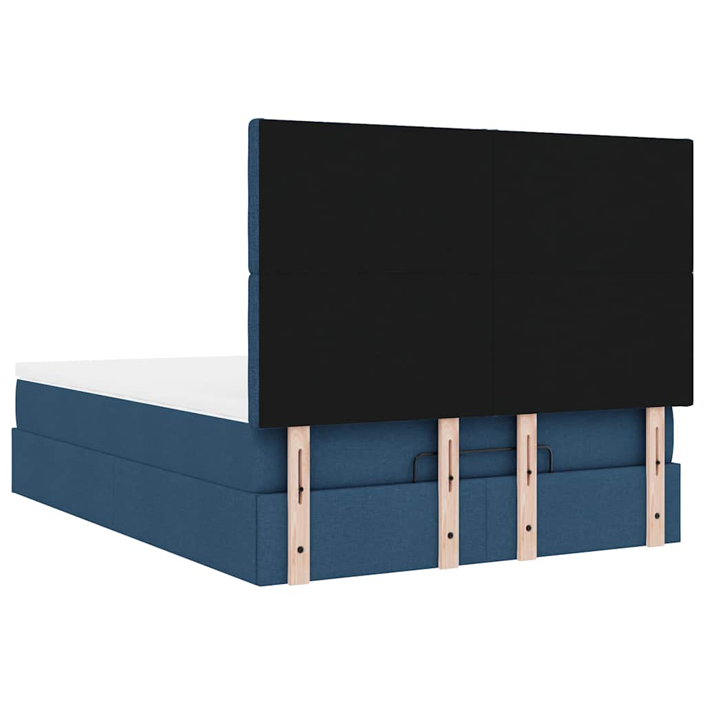 vidaXL Οθωμανικό κρεβάτι με στρώμα μπλε 140x190cm ύφασμα