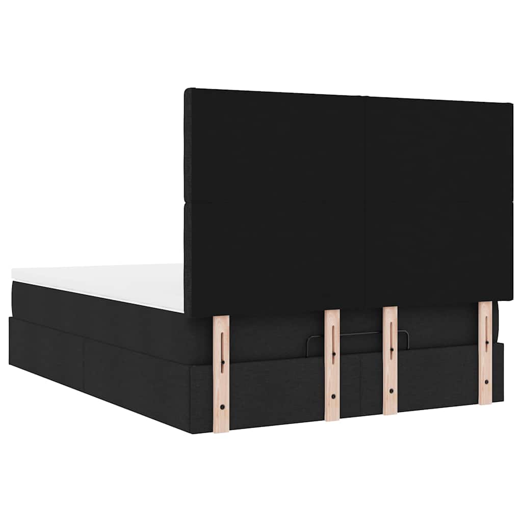vidaXL Οθωμανικό κρεβάτι με στρώμα Μαύρο 140x200cm Ύφασμα