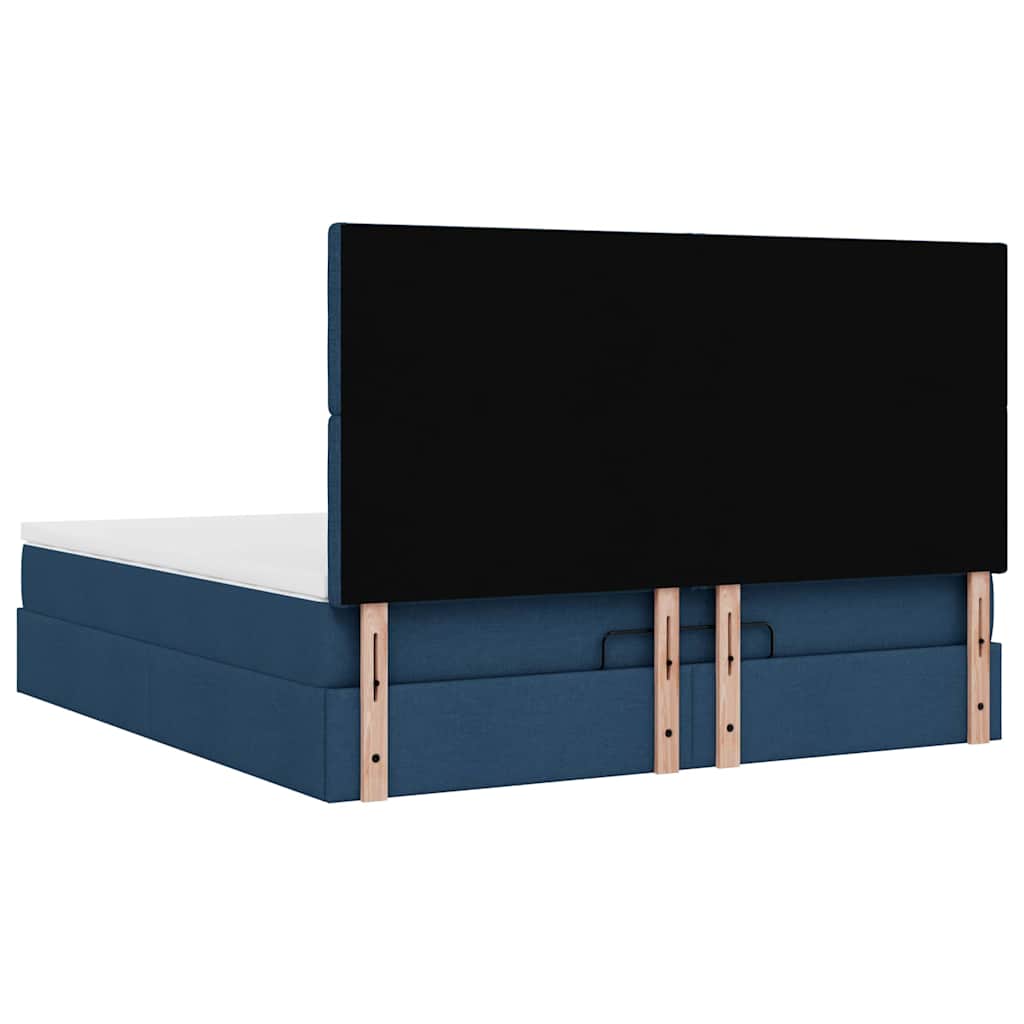 vidaXL Οθωμανικό κρεβάτι με στρώμα μπλε 160x200cm ύφασμα