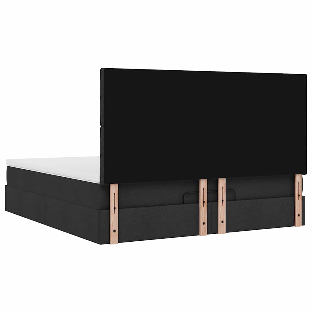 vidaXL Οθωμανικό κρεβάτι με στρώμα Μαύρο 180x200cm Ύφασμα
