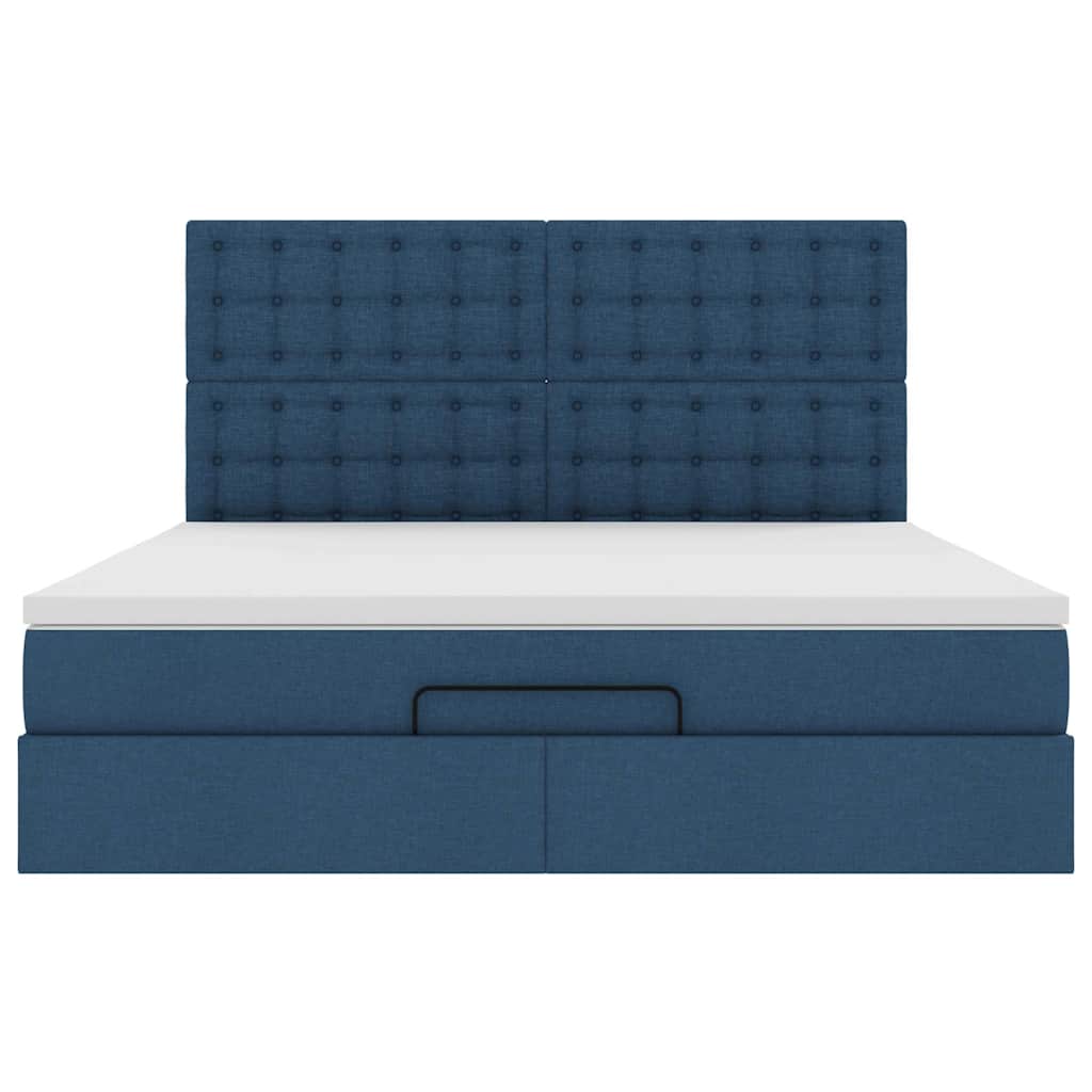 vidaXL Οθωμανικό κρεβάτι με στρώμα μπλε 180x200cm ύφασμα