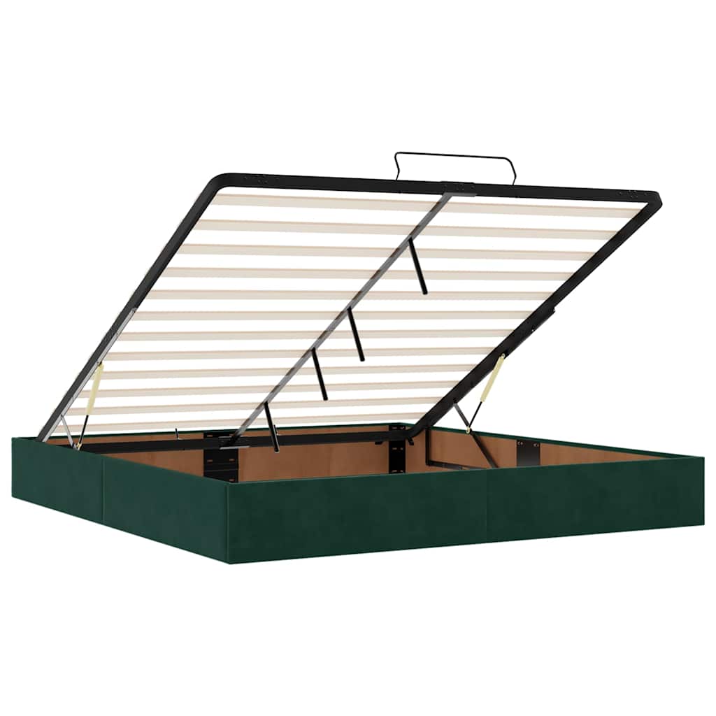 vidaXL Οθωμανικό κρεβάτι με στρώματα&LEDs Dark Green 180x200cm Velvet