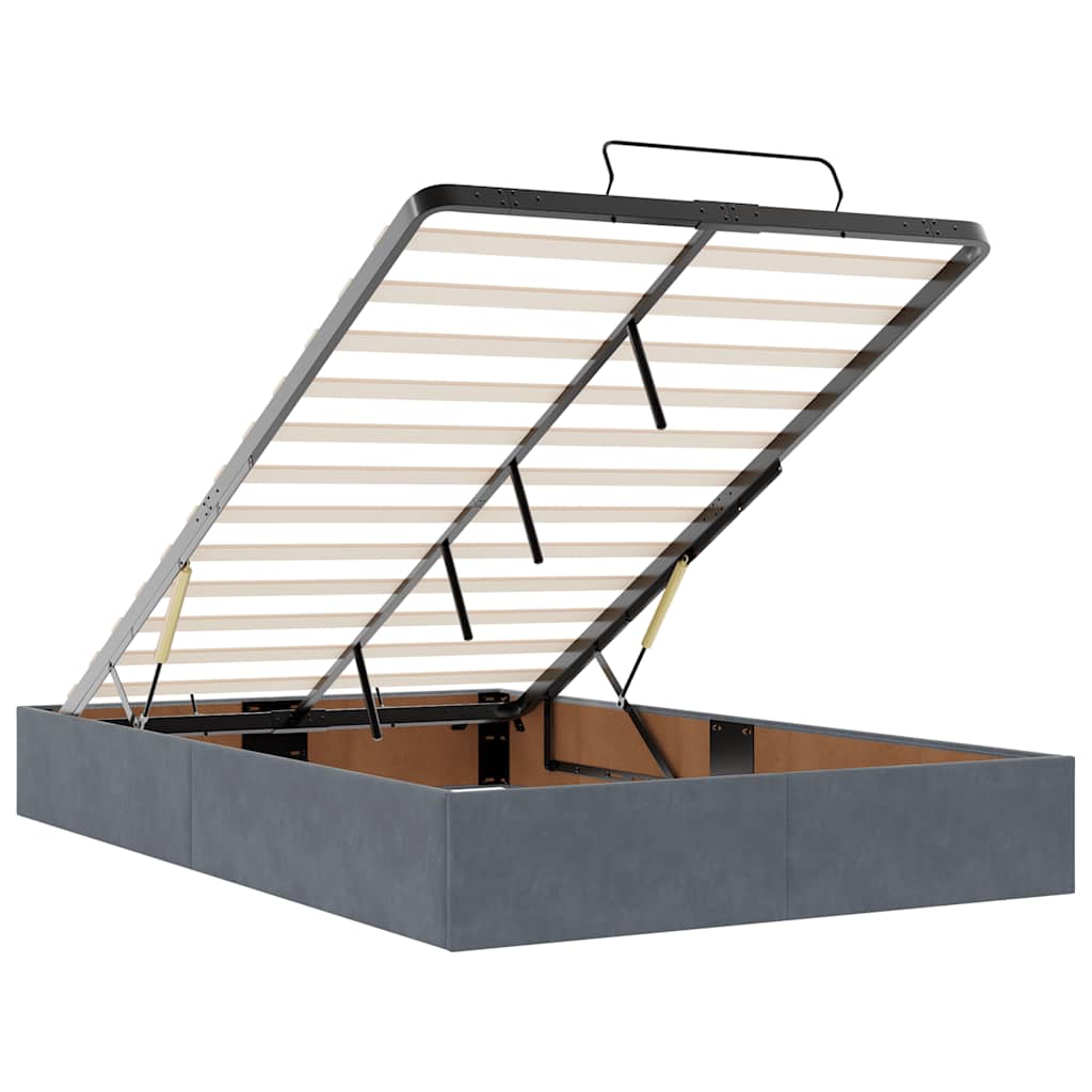 vidaXL Οθωμανικό κρεβάτι με στρώματα & LEDs Σκούρο γκρι Βελούδο