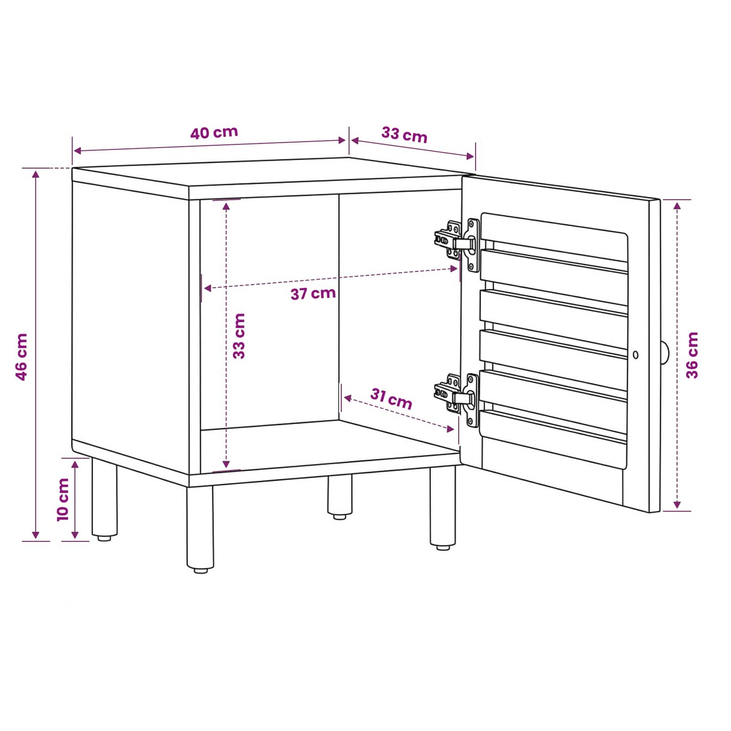 vidaXL Κομοδίνο Φυσικό 40 x 33 x 46 εκ. Στερεό ξύλο μάνγκο