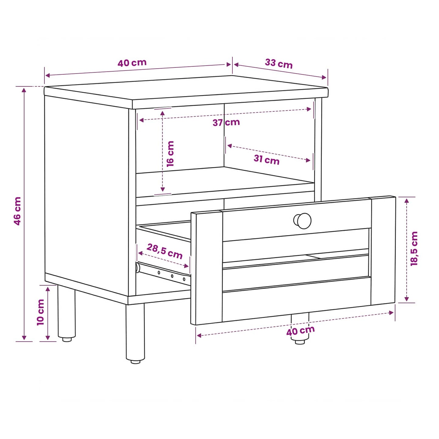 vidaXL Κομοδίνο 2 τμχ. Φυσικό 40 x 33 x 46 εκ. Στερεό ξύλο μάνγκο