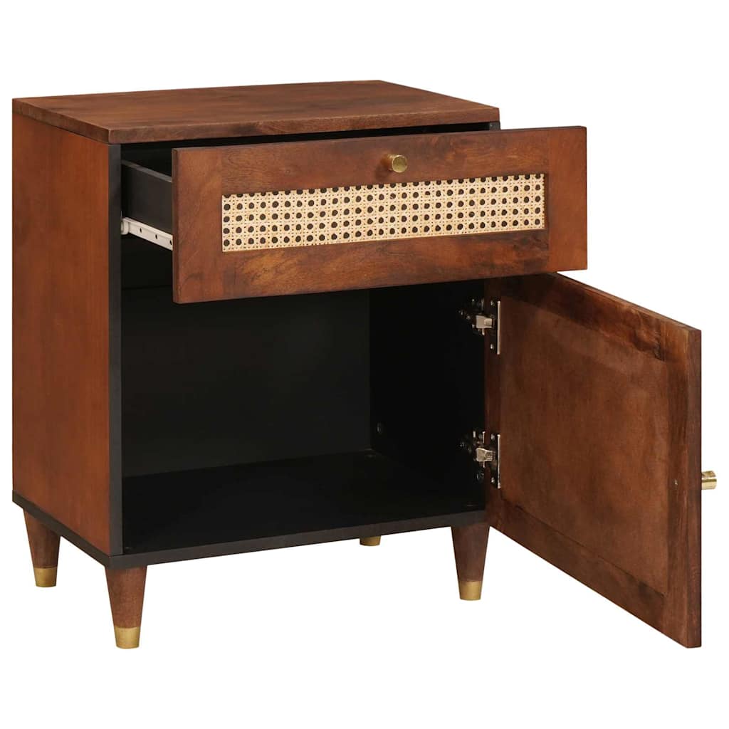 vidaXL Κομοδίνα Καφέ 50 x 33 x 60 εκ Καλάμι και Στερεό Ξύλο Μάνγκο