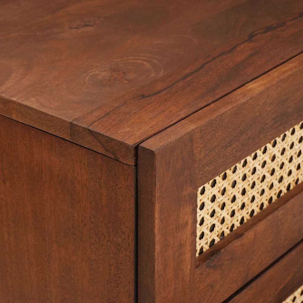 vidaXL Κομοδίνα Καφέ 50 x 33 x 60 εκ Καλάμι και Στερεό Ξύλο Μάνγκο