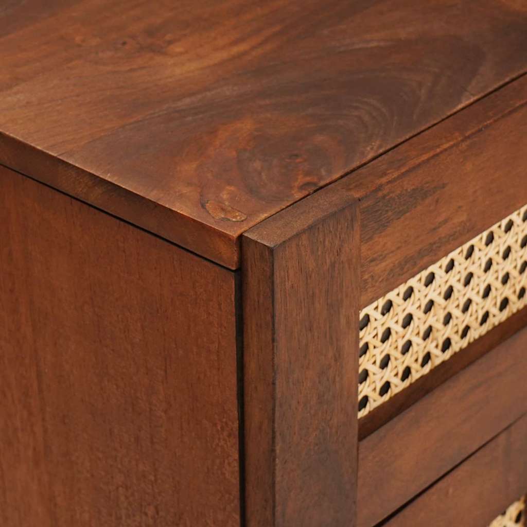 vidaXL Κομοδίνα Καφέ 50 x 33 x 60 εκ Καλάμι και Στερεό Ξύλο Μάνγκο