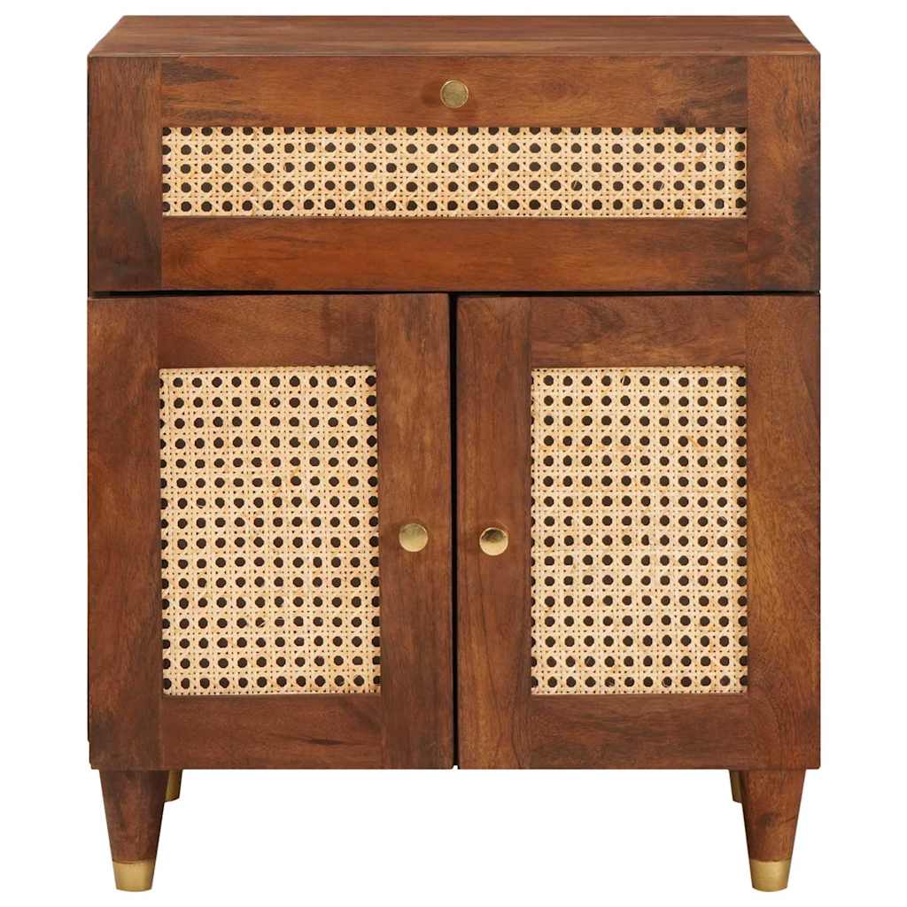 vidaXL Κομοδίνα Καφέ 50 x 33 x 60 εκ Καλάμι και Στερεό Ξύλο Μάνγκο