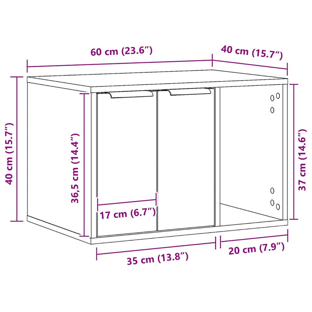 vidaXL Τουαλέτα Γάτας Περίφραξη 60x40x40 εκ. Επεξεργασμ. Ξύλο